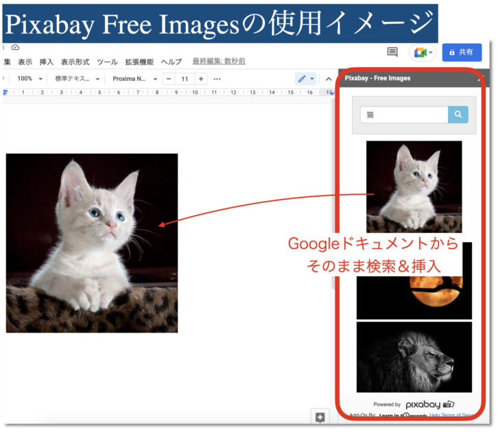 Pixabay Free Imagesの使用イメージ